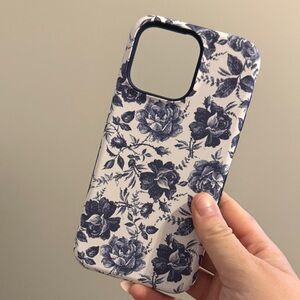 Floral Blue and White iPhone 15 pro max case